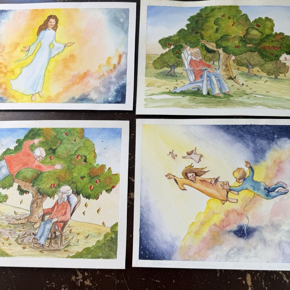 Jean Rosenberg 1999 Original Watercolors Visit to Heaven Book Illustrations (4)